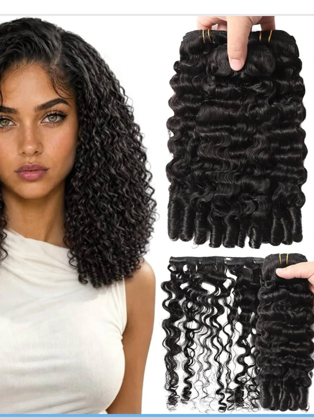 Burmese Curly Clip Ins Remy Human Hair Natural Black 18 Inch